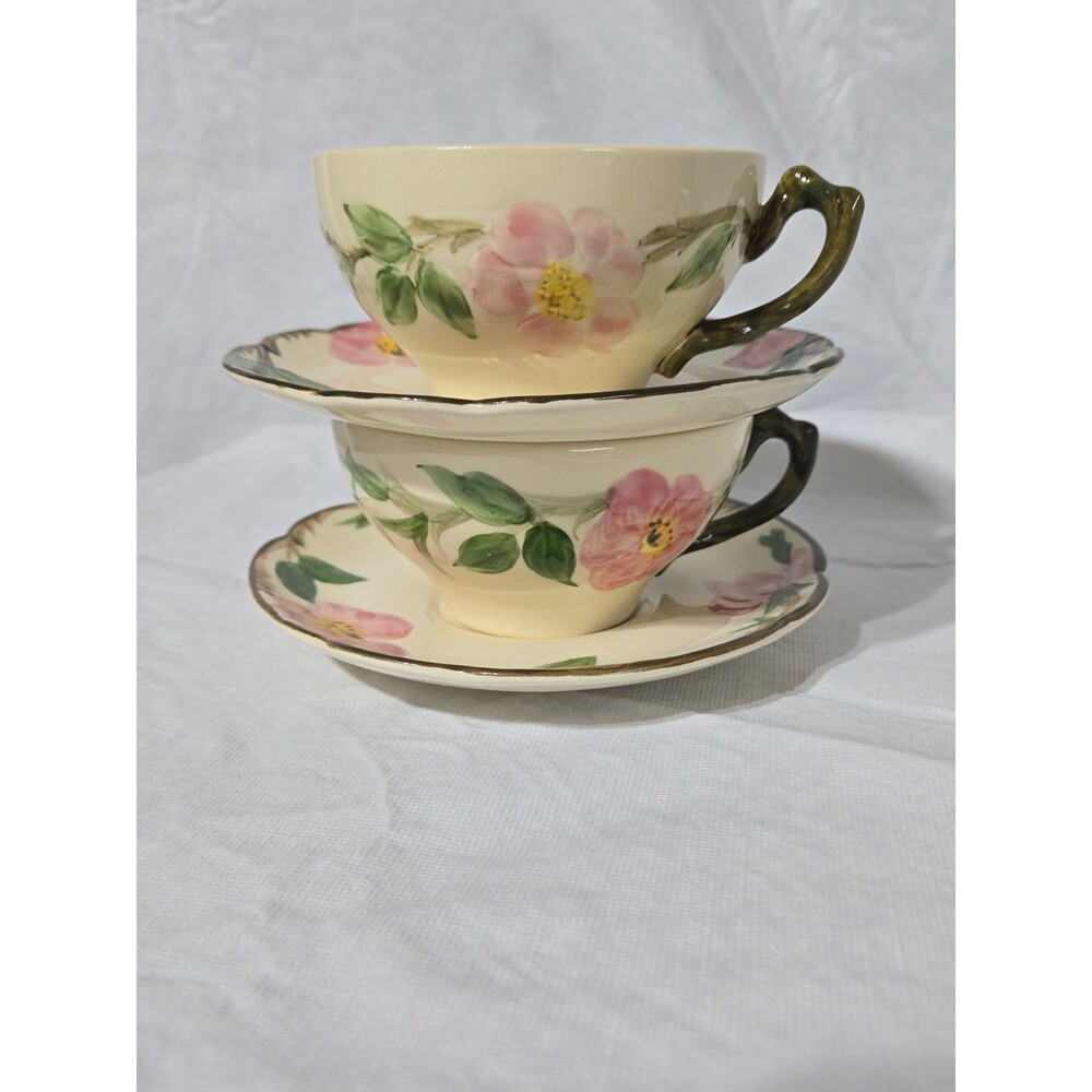 Franciscan Desert Rose Vintage 2pc Teacup & Saucer Hand Painted USA Lot #3